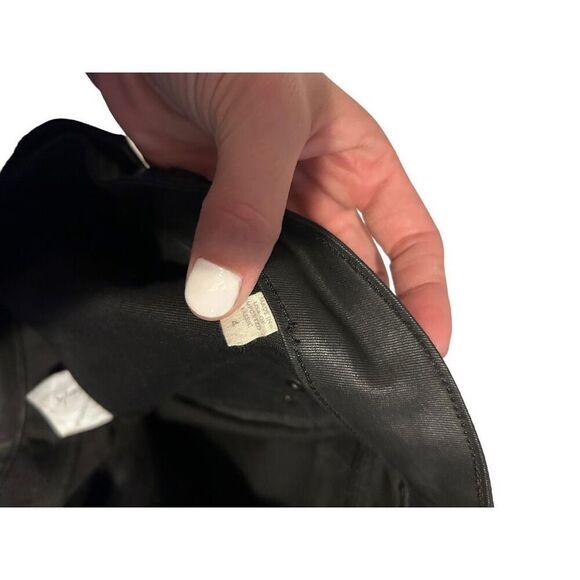 Eileen Fisher Black Waxed Faux Leather Denim Jeans Pants Size 4 Minimalist - Picture 3 of 13